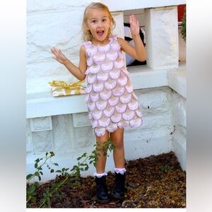 ❤️Genuine Kids Pink and Gold Scalloped Fringe Dress, like NEW